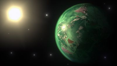 An exoplanet around a sun-like star with green water and air!