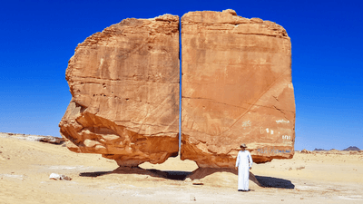al naslaa in saudi arabia with a perfect split down the middle