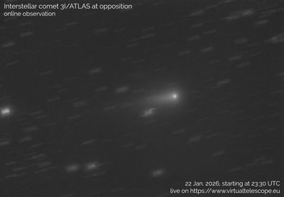 Comet 3I/ATLAS as seen by the Virtual Telescope project. A bright dot with a tail