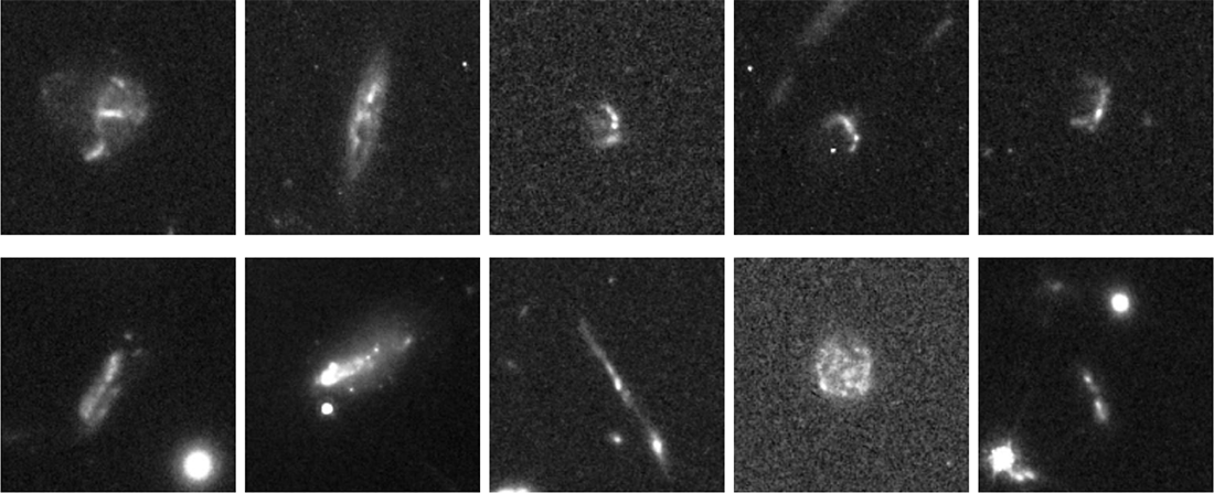 Ten galaxies in Hubble data which defy classification. Ten galaxies in Hubble data which defy classification.