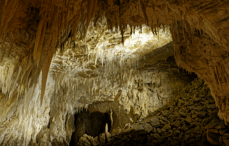 Waitomo Caves in new zealeand with stalagmites.