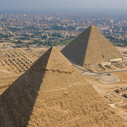 The Great Pyramids of Giza, from above.
