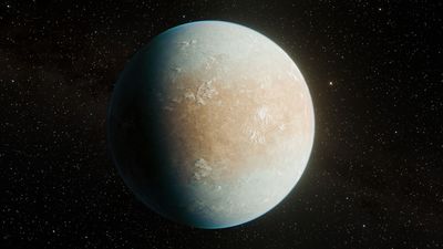 a 3d rendering of an icy rocky world.