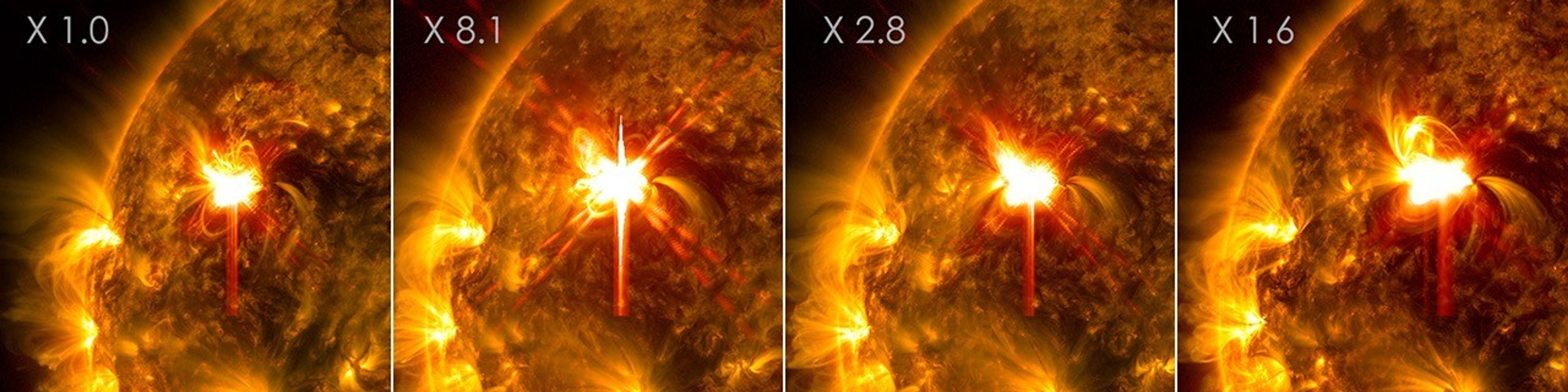 for images of the Sun showing the bright overexposed view of a flare being emitted. for images of the Sun showing the bright overexposed view of a flare being emitted.