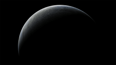 Jupiter seen as a crescent, in an image taken by NASA's Juno spacecraft.
