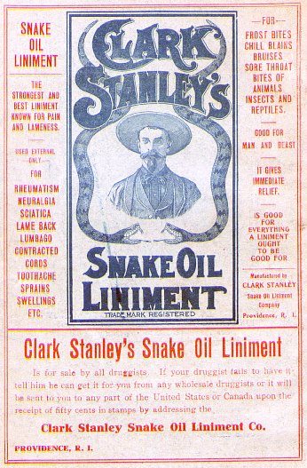 The label features Mr Stanley and two snakes and details the many ailments it addresses.
