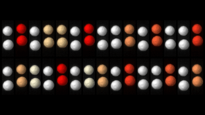 two beads moving in patterns that repeat after a while. 