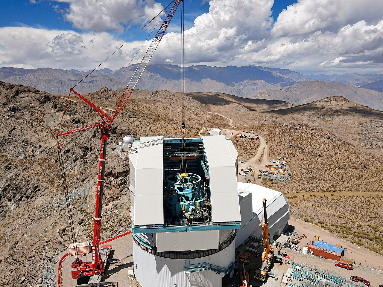 Thre Vera Rubin Observatory under construction. It's 6 meter-wide mirror allows it to detect very faint objects in a field of view of 9.6 square degrees at a time Thre Vera Rubin Observatory under construction. It's 6 meter-wide mirror allows it to detect very faint objects in a field of view of 9.6 square degrees at a time