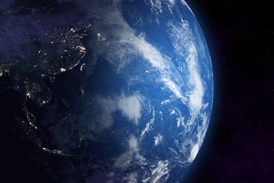 Earth in space. East and Southeast Asia. China, Japan, North Korea, South Korea, Taiwan, Vietnam, Indonesia, Brunei and other countries. Eastern hemisphere. Elements of this image furnished by NASA.