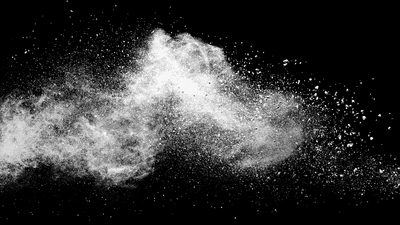 white powder disappearing into water