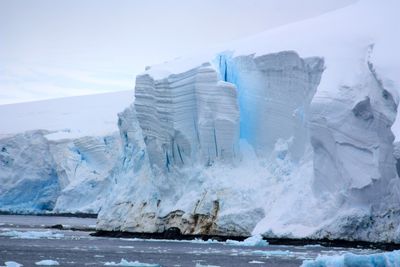 A glacier over the ocean in antarctica