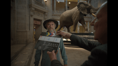 Dr Steve Boyes, Henry the elephant, and Werner Herzog.