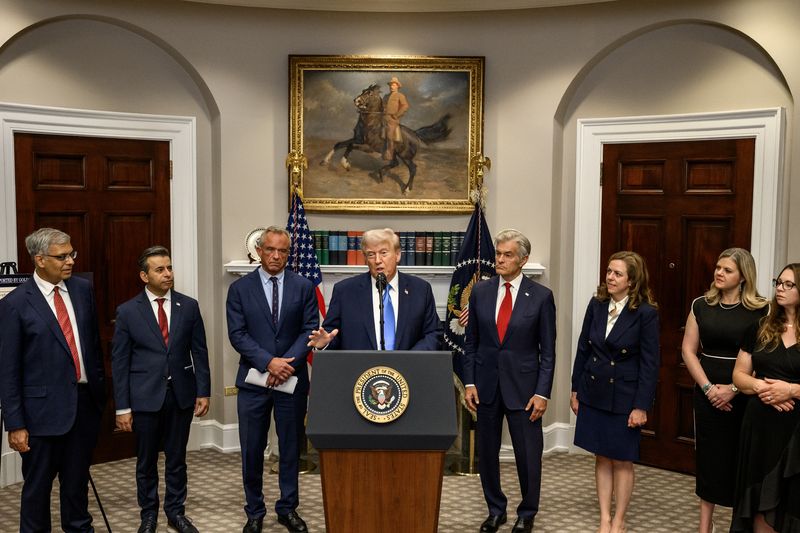 President Donald Trump makes an announcement on medical and scientific findings regarding autism in America’s children, Monday, September 22, 2025, in the Roosevelt Room of the White House. 