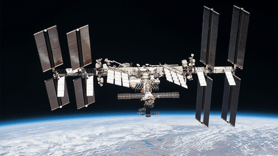The International Space Station above Earth.