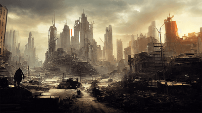 An apocalyptic city scene.