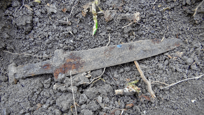A dagger from the early Iron Age in eastern Europe.