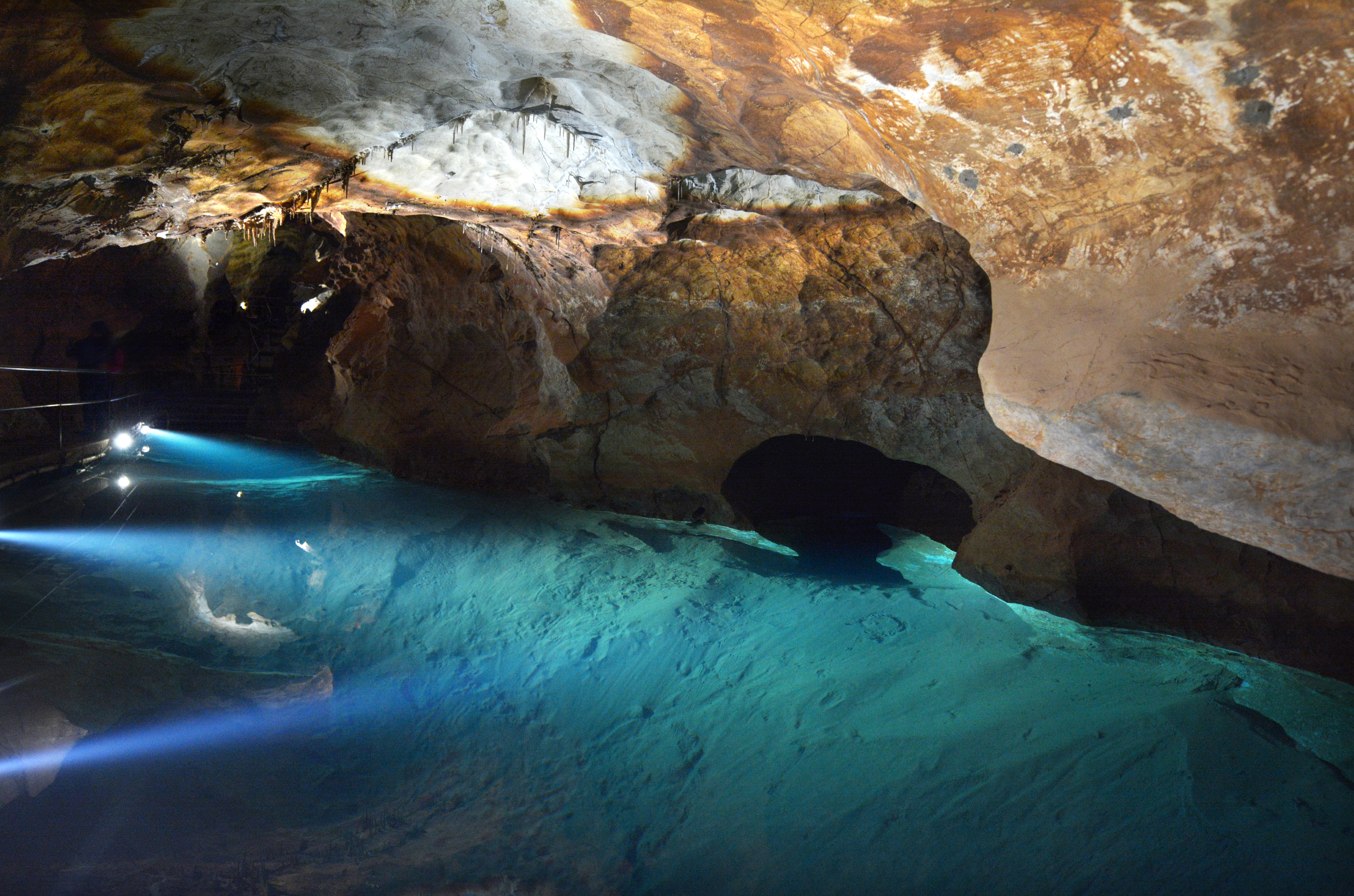A water pool in River Cave at the Jenolan Caves at the Blue Mountains of New South Wales, Australia. A water pool in River Cave at the Jenolan Caves at the Blue Mountains of New South Wales, Australia.