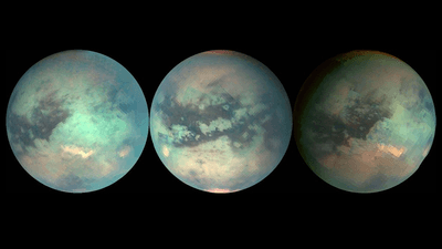 three views of Titan from Cassini