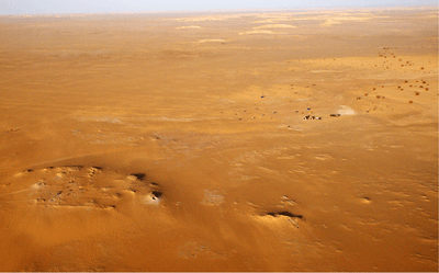 Aerial view of the Gobero archaeological site in Central Niger, Africa.