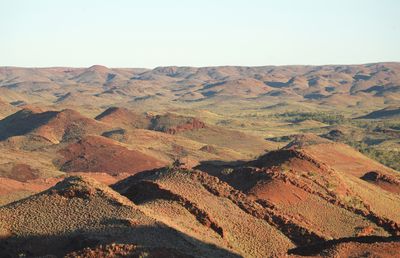 The desert landscape and 3.5 billion year old rocks of the Pilbara Craton, Western Australia.