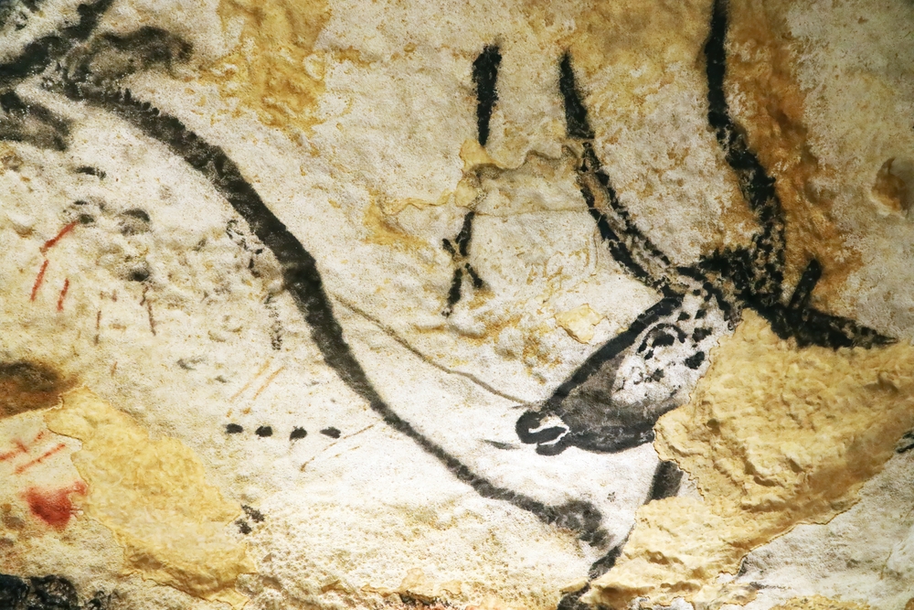 A prehistoric bull in Lascaux cave. A prehistoric bull in Lascaux cave.