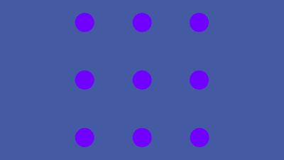 optical illusion of nine purple dots in a three by three square on a background of a slightly different shade of purple