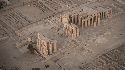 Ancient temples in Luxor, Egypt, at sunset.