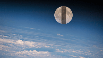 The Moon, covered by an odd, oblong shadow, which you would see if the Earth was flat during a lunar eclipse.