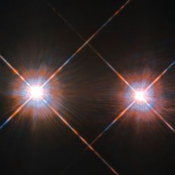 Alpha Centauri A (left) and B (right), two bright stars.