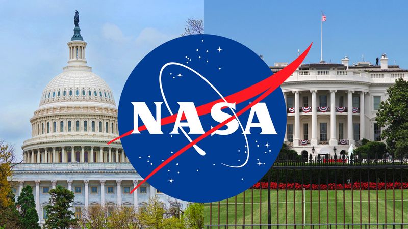 an image of the capitol and the white house side by side with the nasa logo over both photos
