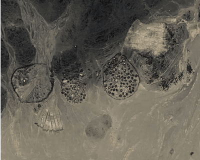 Satellite images of some Atbai Enclosure Burials, some of which have been recently vandalised.