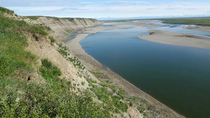 Landscape shot of the Colville River in the Prince Creek formation.