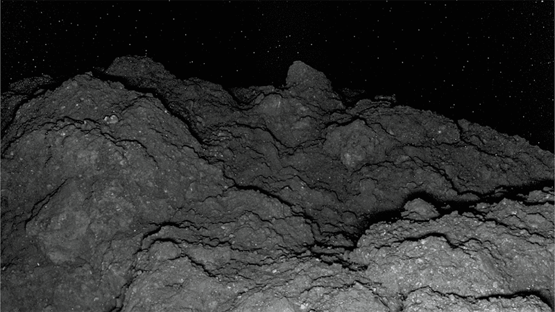 The surface of asteroid Ryugu, imaged by the Hayabusa2 probe.