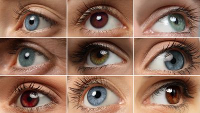 collage of different coloured eyes in a 3 by 3 grid