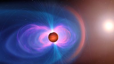 artist impression of an exoplanet with powerful magnetic fields