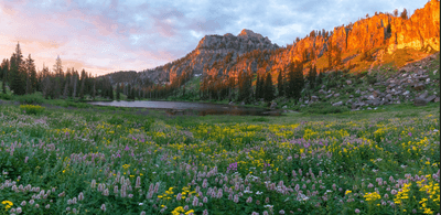 Logan, Utah United States- 08 12 2023: Sunrise at White Pine Lake, Northern Utah