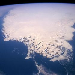The "cold blob" of water is found in the North Atlantic, just below Greenland, pictured here. 