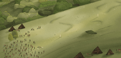 An illustration showing what archaeologists think the new site looked like 5,000 years ago.