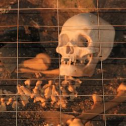 preserved burial site with human skeleton from Neanderthal era