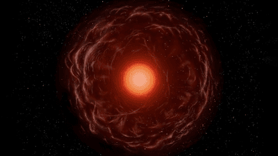 Artist impression of a red giant ejecting matter.