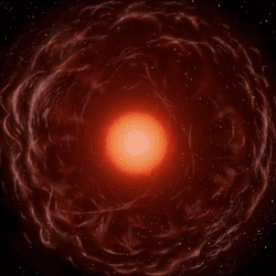 Artist impression of a red giant ejecting matter.