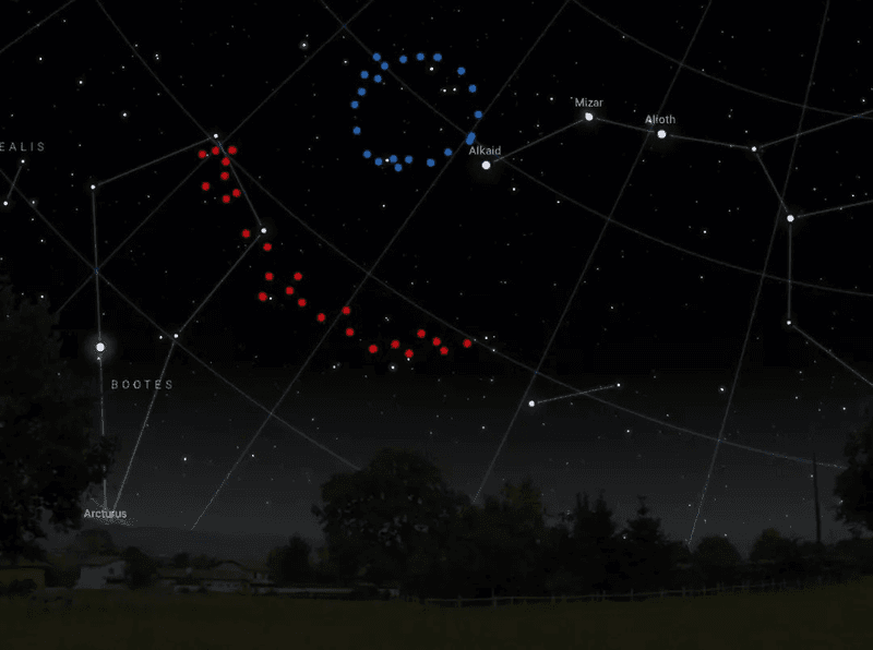 The big ring in the night sky.