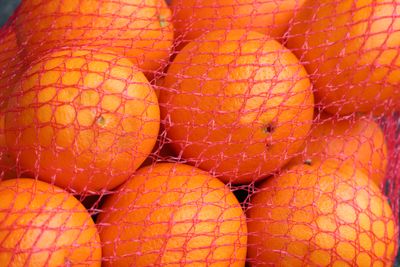 Oranges are almost always sound in red nets, just like this.