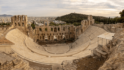 The ancient Theater of Dionysus seen from above.