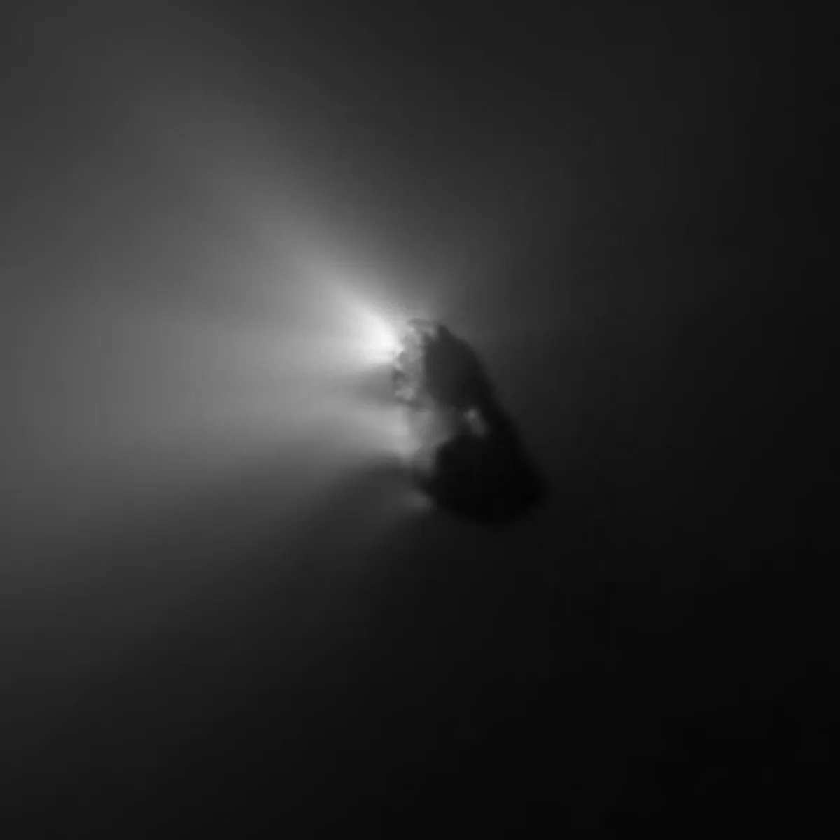 the comet is potato shaped with one side release three jets of material the comet is potato shaped with one side release three jets of material