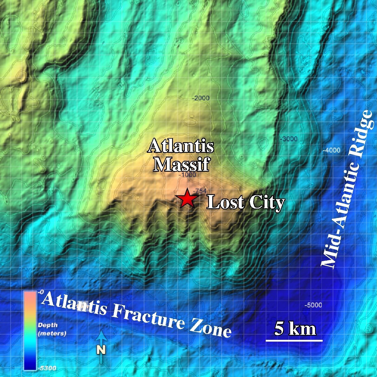 Map of the Lost City on the Atlantis Massif