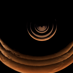 a series of growing mars crescents are seen in this image almost like a reverse tunnel