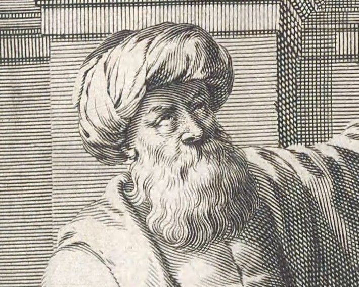 A cropped section of an engraving depicting Alhazen