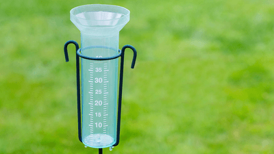 A simple rain gauge: A test tube with a funneled top.
