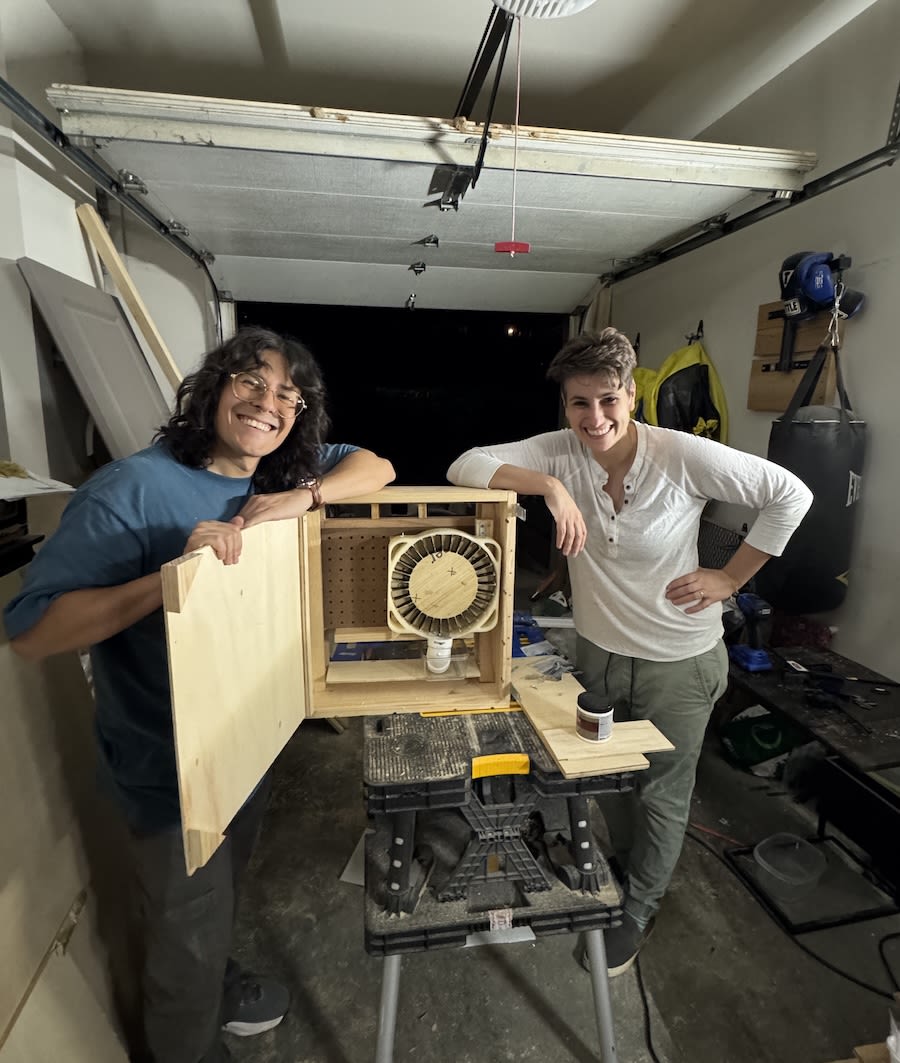 Federico Sánchez Vargas and Marcela Benítez stand proud with the finished product the night before flying to Costa Rica for field testing. Federico Sánchez Vargas and Marcela Benítez stand proud with the finished product the night before flying to Costa Rica for field testing.